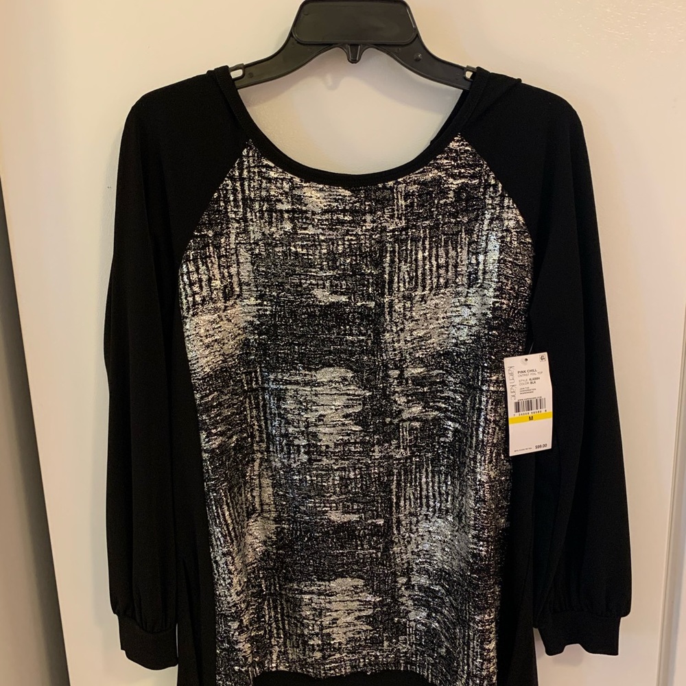 Karen Kane Foil Contrast Knit Top - Picture 2 of 7